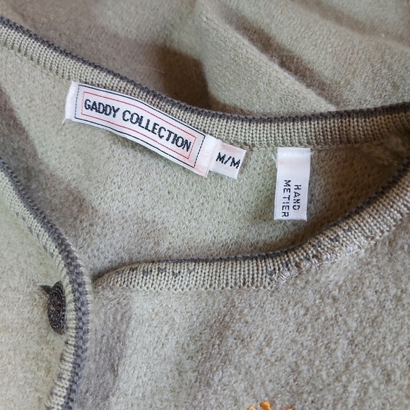 GADDY Boiled Wool Handmade Sweater Cardigan Jacket Flowers Embroidery Size M - Picture 12 of 13